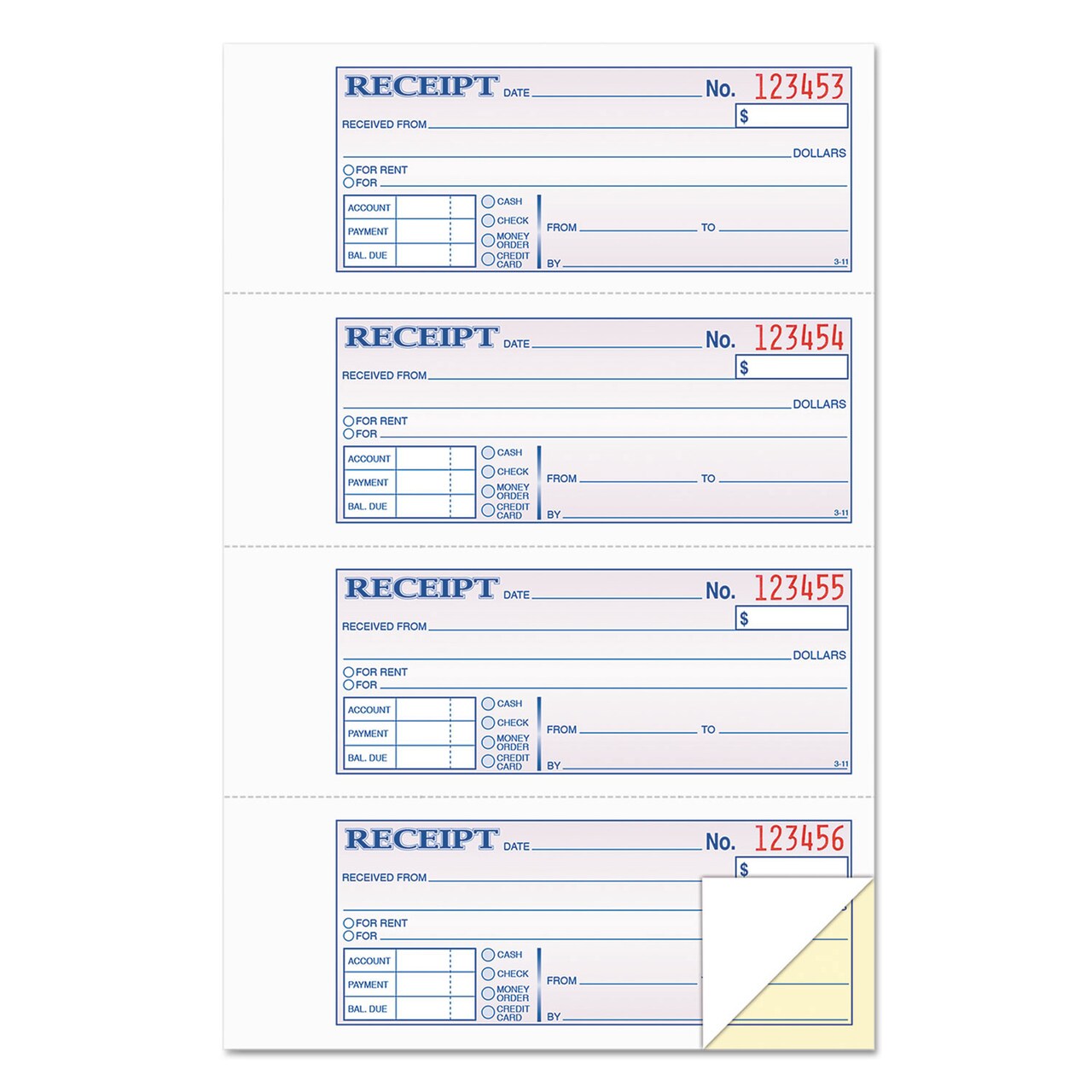 TOPS Money and Rent Receipt Books Two-Part Carbonless 2.75 x 7.13 4/Page 200 Forms